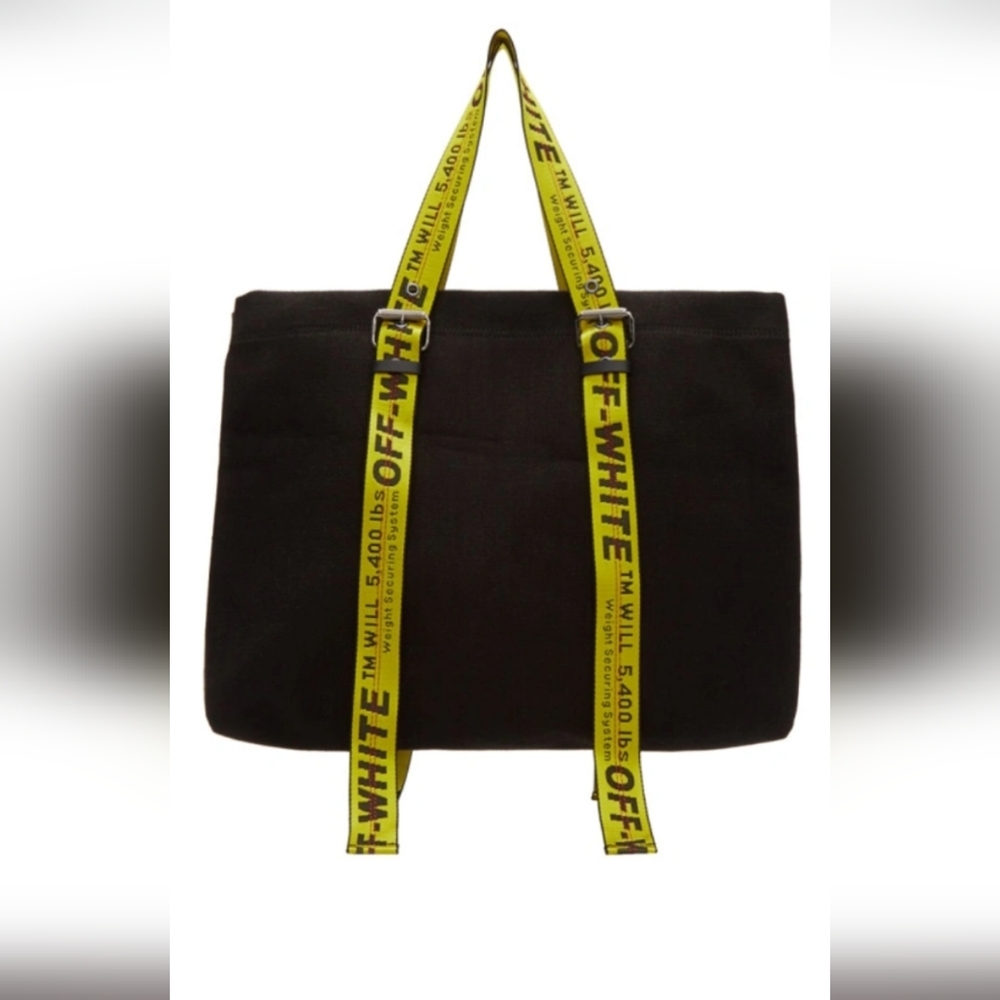 Off-White industrial yellow Strap Canvas tote
